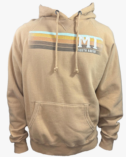 South Haven Michigan Hoodie – Vintage Striped Pullover in Sandstone