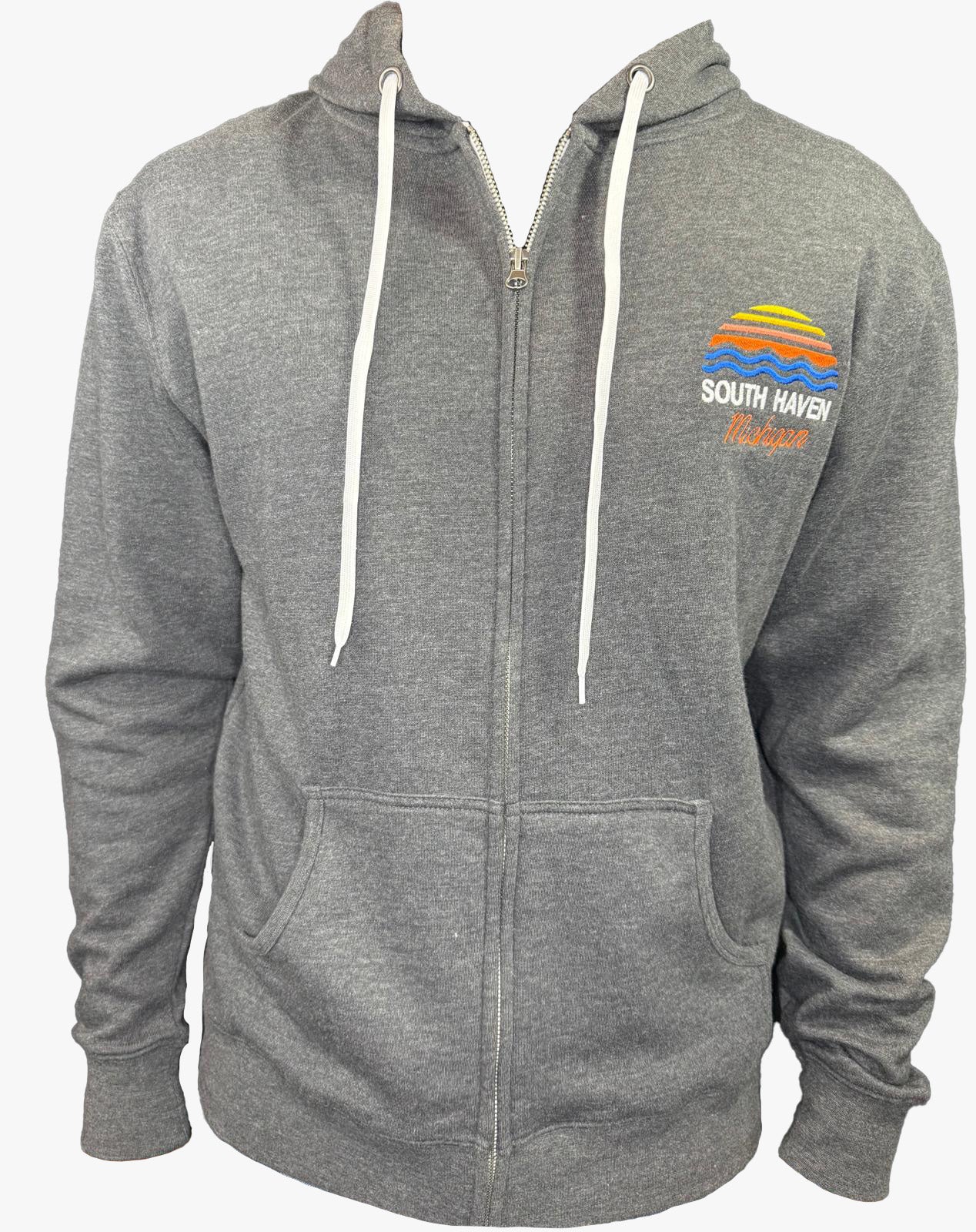 South Haven Michigan Zip-Up Hoodie ā Classic Sunset Design