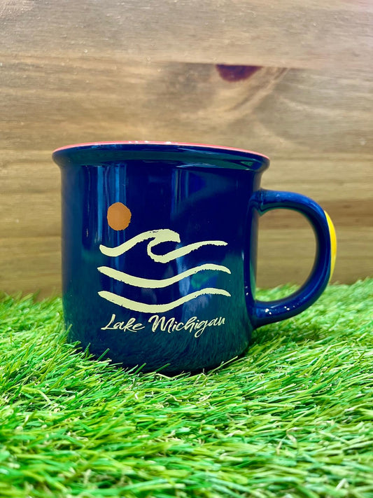 Lake Michigan Campfire Mug – Vibrant Wave Design