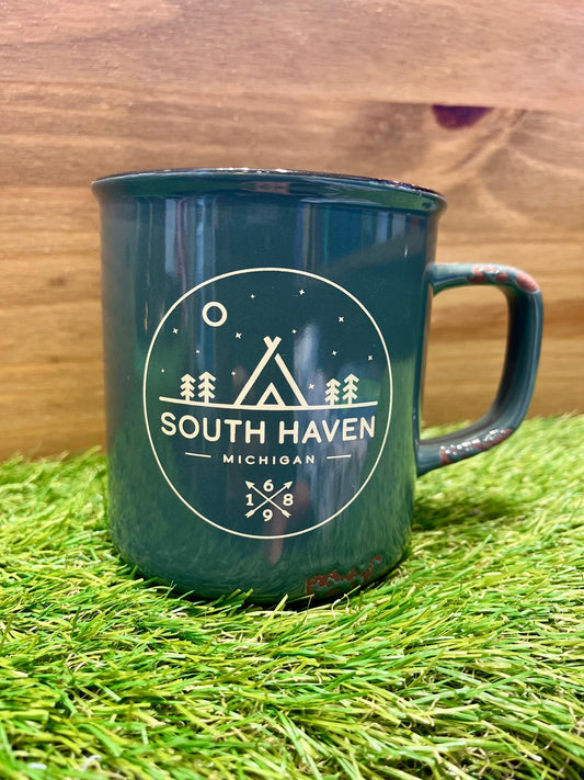 South Haven, Michigan Campfire Mug – Minimal Outdoor Design