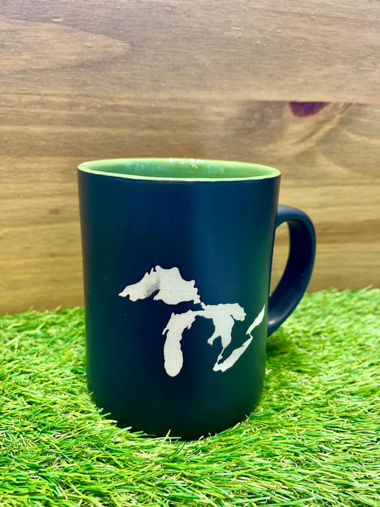 Great Lakes Two-Tone Mug – Black and Green Design