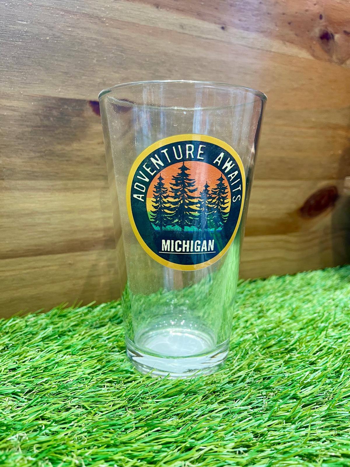 Adventure Awaits – Michigan Pint Glass | Unique Drinkware for Beer Lovers