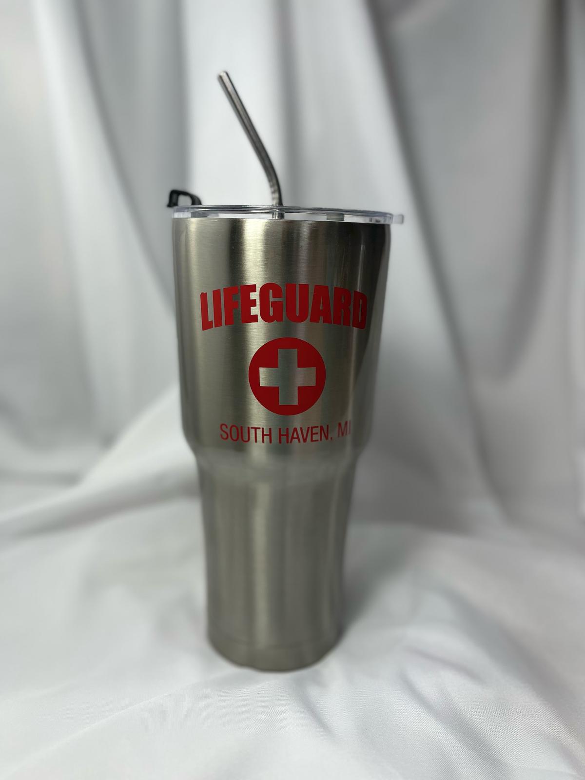 South Haven Michigan Tumbler β Lifeguard Stainless Steel Design with Straw