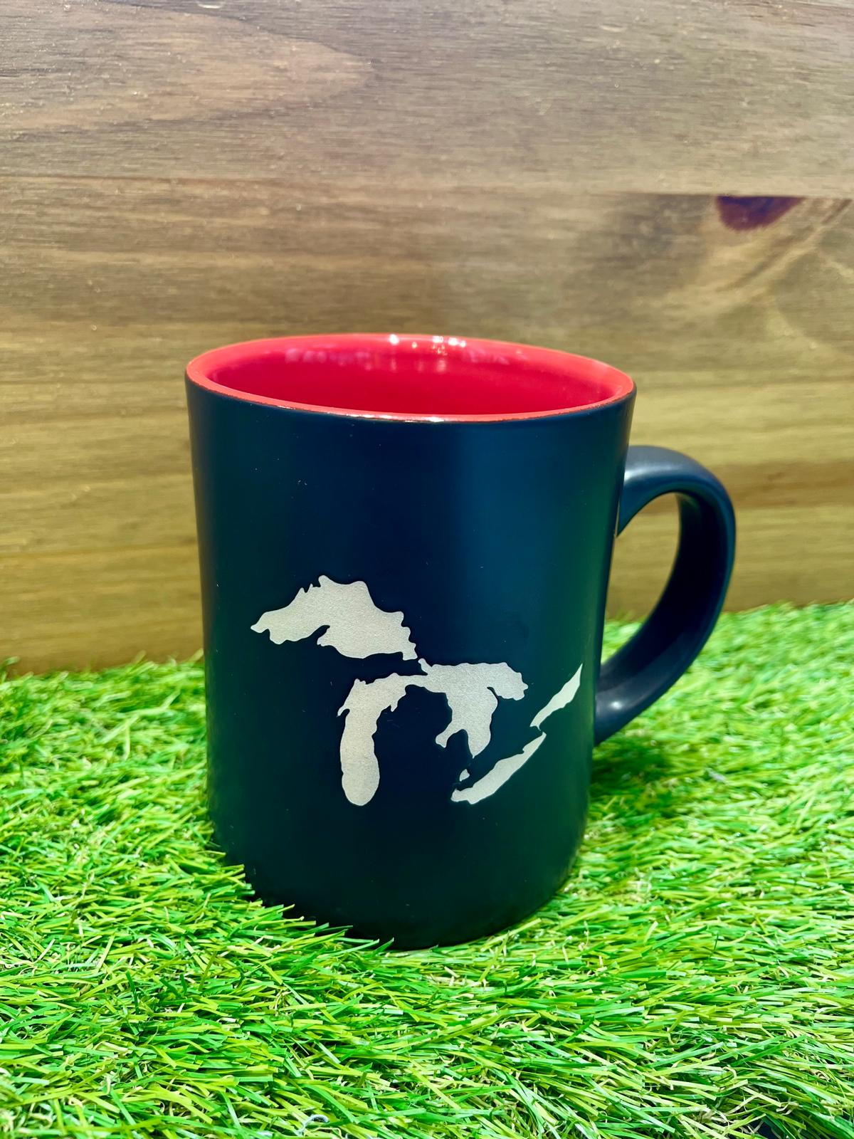 Great Lakes Two-Tone Ceramic Mug – Bold Black and Red Design